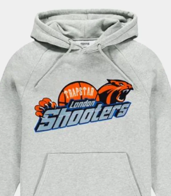 Felpa con cappuccio grigia in ciniglia di Trapstar Shooters1