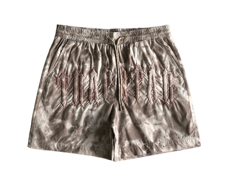 Pantaloncini Trapstar lavati con arco color caffè freddo