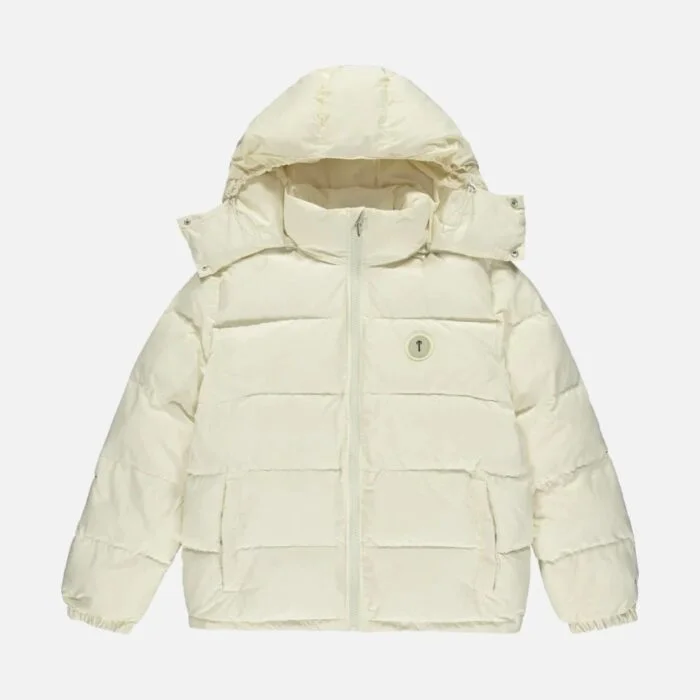 Giacca imbottita con cappuccio Trapstar Decoded Crema1